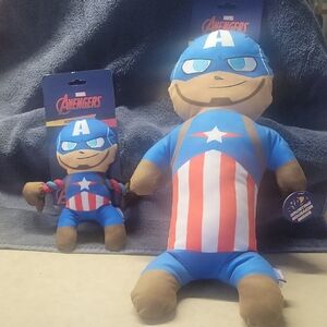 Marvel Avengers Captain America Dog Toy Plush Set with squeakers. Small & Jumbo